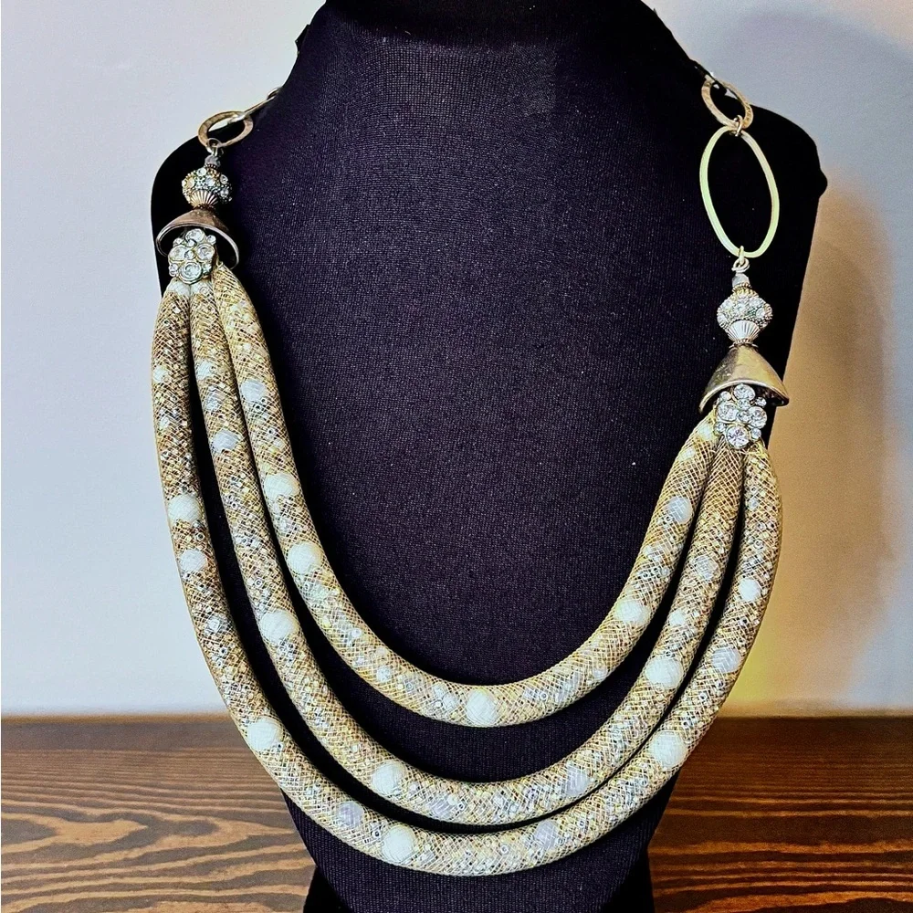 RARE! Rita D Statement Mesh Tube Choker Necklace - Picture 7 of 14